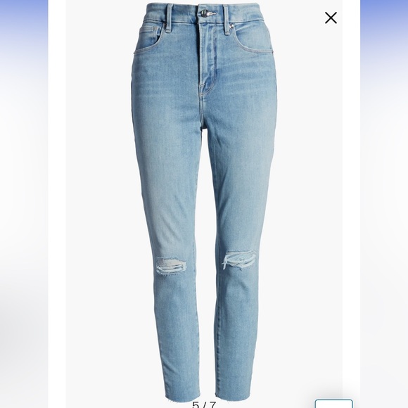$119 Good American 26 Good Waist Ripped High Waist Crop Skinny Jeans Shaping - Picture 3 of 3